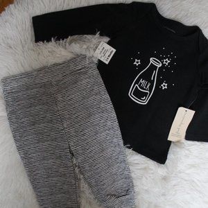 NWT FIRST IMPRESSIONS Milk Outfit, T-shirt with legging, INFANT 3-6M BABY BOY
